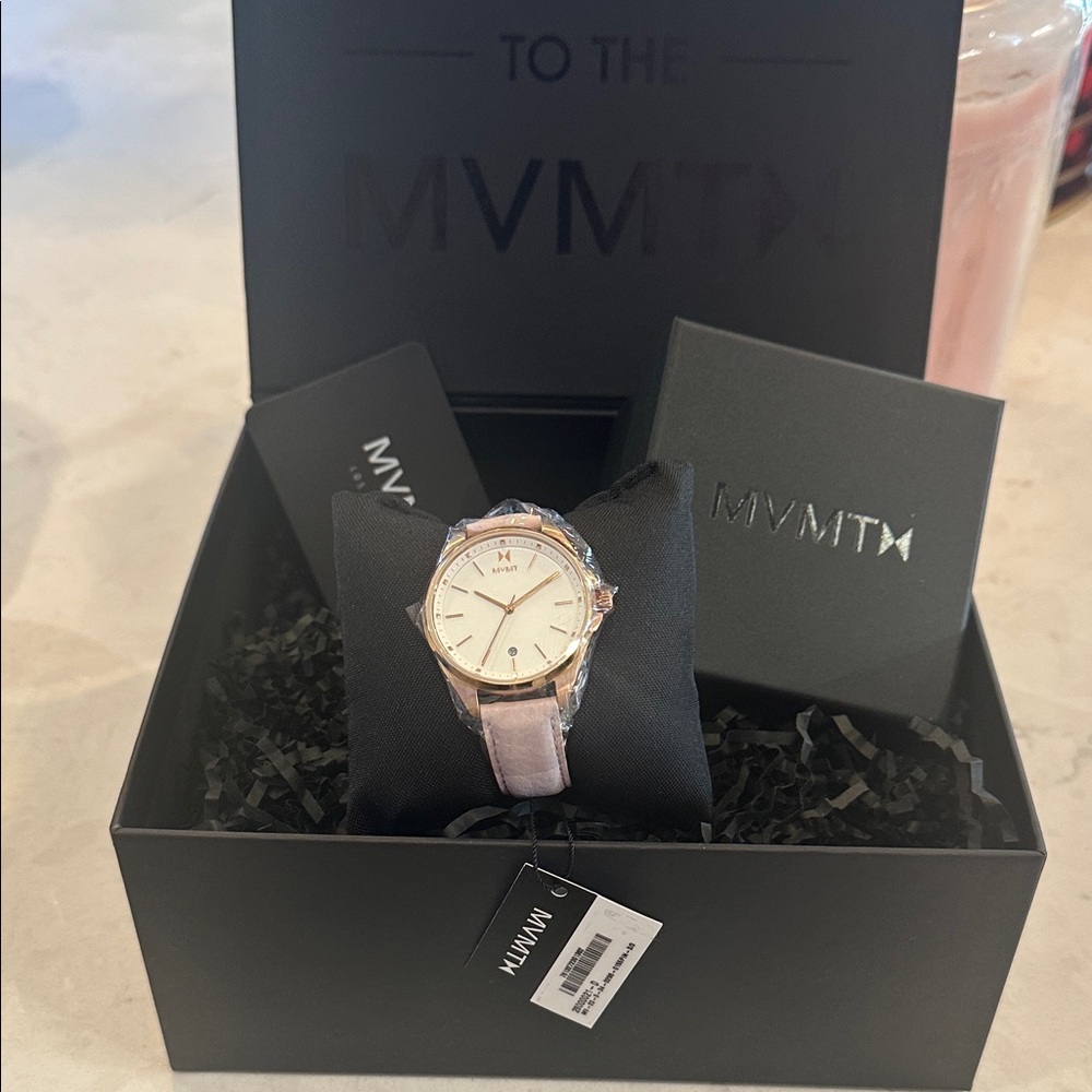 MVMT Watch with Pink Strap and Silver Case